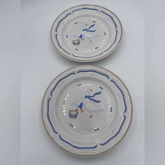 Newcor Countryside Goose Geese Salad Plates Set of Two - Picture 1 of 5